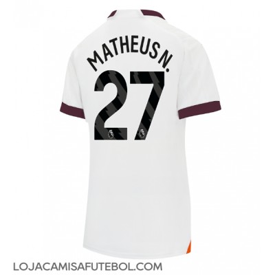 Camisa de Futebol Manchester City Matheus Nunes #27 Equipamento Secundário Mulheres 2023-24 Manga Curta